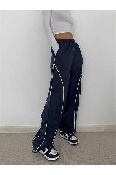 Touz zolid wear Harajuku Lines Λεπτομέρεια Cargo Pocket Σκούρο Ναυτικό Φούτερ Ναυτικό Μπλε Φούτερ
