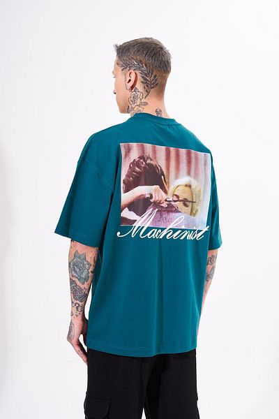 Machinist Ανδρικό μπλουζάκι Petrol Green Oversize - Μην παίζετε με τυπωμένο