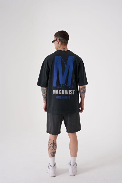 Machinist Ανδρικό μπλουζάκι Onenıne87 με στάμπα που πλένεται Oversize μαύρο-μπλε