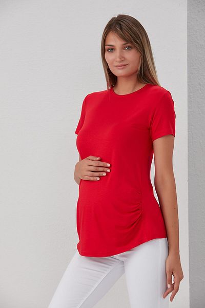 Işşıl 0788-viscose Gusseted Plain Maternity Short Sleeve T-shirt