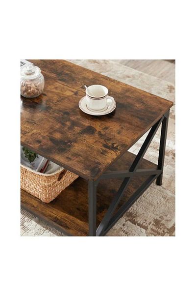 Generic EXPERT Coffee Table with storage shelf and X-shaped steel frame EI - 106