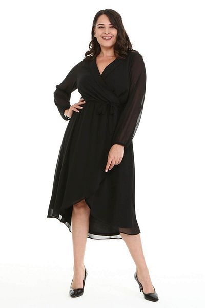 MYLİNE Lined Chiffon Wrap Dress