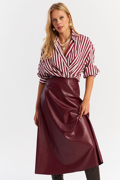 Cool & Sexy Bordó műbőr női csengőszoknya - ELA113