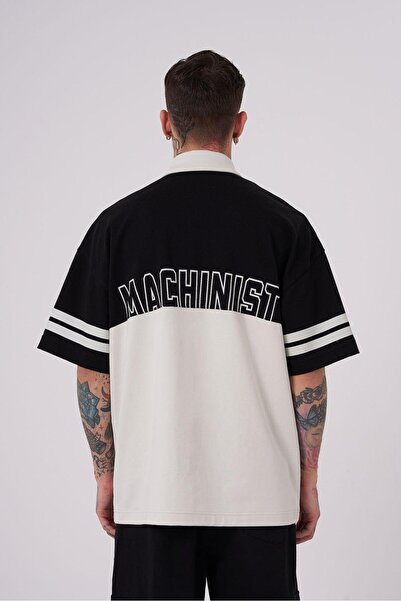 Machinist Men's 87 Pieced Polo Collar Black T-Shirt