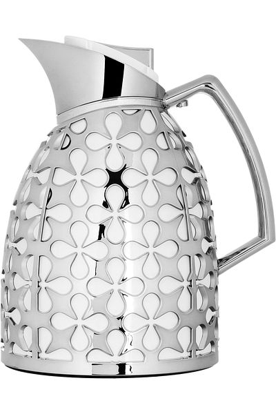 Alsaif Gallery Andalusia Glass Thermos Set, 0.75.1 Liter - White And Silver