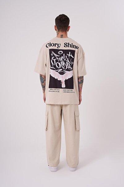 Machinist Ανδρικό μπλουζάκι Glory Shine με στάμπα Oversize ανοιχτό μπεζ