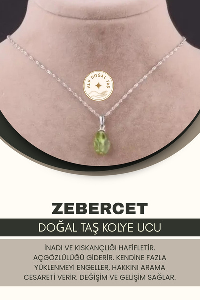 Alp Doğal Taş Zebercet Damla Kuvars Doğal Taş Kolye Ucu M419