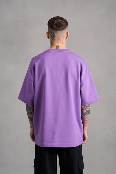 Machinist Men's Mch Mahhong Printed Oversize Purple T-Shirt