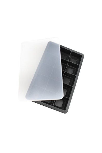 Choice1 قالب صنع الثلج المصنوع من السيليكون الأسود ذو 15 شبكة مع غطاء، قالب صنع الثلج الإبداعي للمنزل