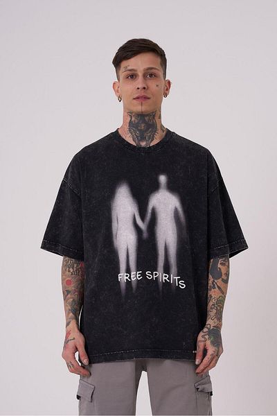 Machinist Men's Free Sprit Washed Oversize Asphalt Cloudy T-Shirt