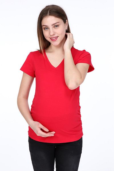 Işşıl 3158-v Neck Short Sleeve Maternity T-shirt