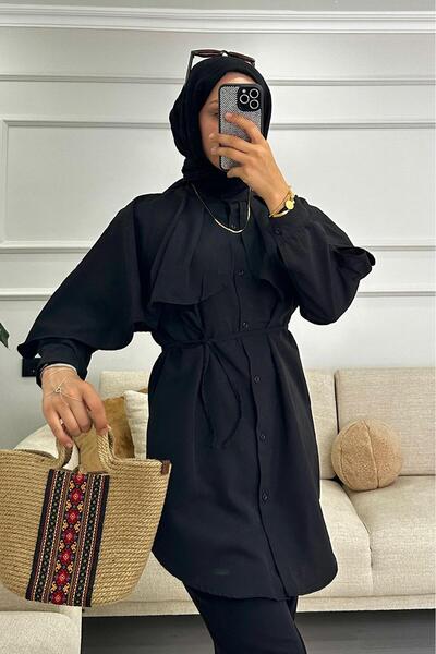 HİFADEN Γυναικείο πουκάμισο με κασκόλ και λεπτομέρεια με λαιμόκοψη, Μέγεθος:1.67 KG:62 S/M Όπως φαίνεται στην εικόνα