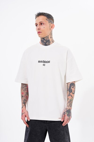 Machinist Alf Printed Ecru Oversize Men's T-Shirt
