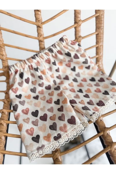 Sis and Bro Heart Pattern Linen Bottom-Top Set