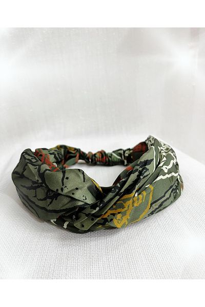 Stella Eşarp Women's Green Colored Satin Bandana Hair Accessory