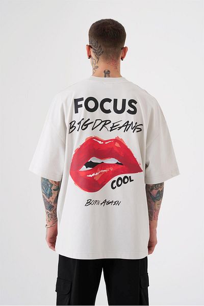 Machinist Ανδρικό μπλουζάκι Focus Big Dreams με στάμπα oversize γκρι