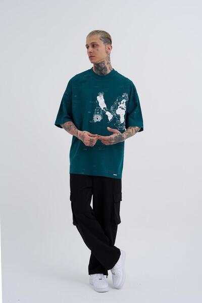 Machinist Ανδρικό μπλουζάκι με στάμπα βενζίνης πράσινο