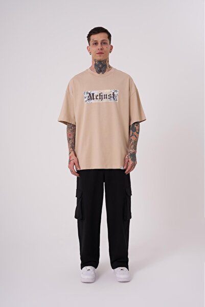 Machinist Ανδρικό μπλουζάκι με στάμπα Savage World Oversize Beige