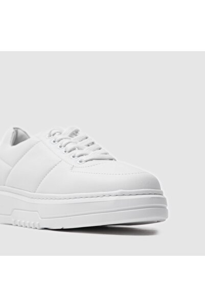 TOGO Beyaz Hakiki Deri Kalın Tabanlı Kadın Spor Ayakkabı [060052]