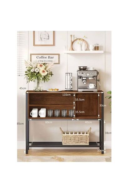 Generic Coffee storage cabinet, entryway sideboard, with open storage shelves