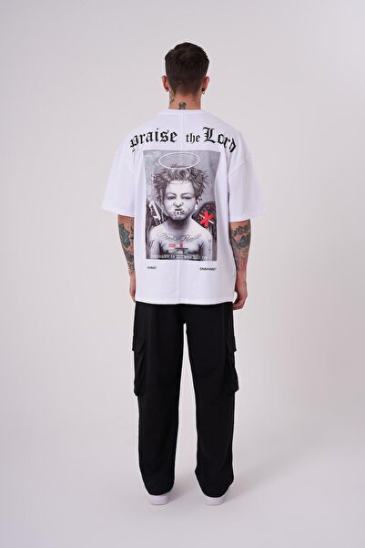 Machinist Ανδρικό λευκό μπλουζάκι με στάμπα Bad Angels