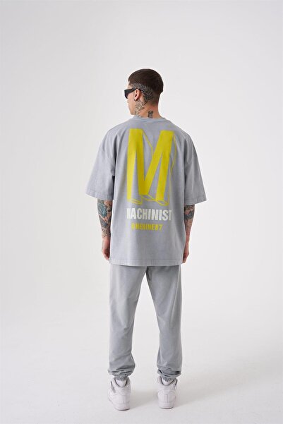 Machinist Ανδρικό Onenine87 τυπωμένο πλενόμενο υπερμεγέθη κίτρινο μπλουζάκι