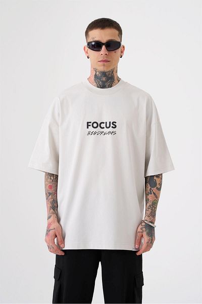 Machinist Ανδρικό μπλουζάκι Focus Big Dreams με στάμπα oversize γκρι