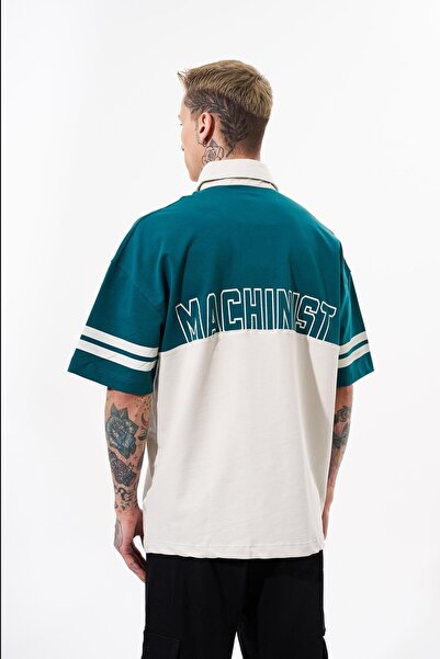 Machinist Men's 87 Pieced Polo Collar Petrol Green T-Shirt