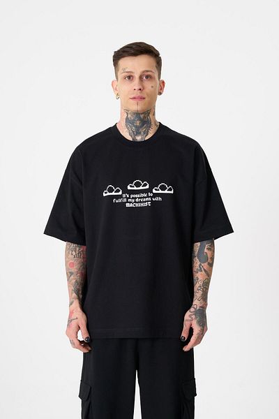 Machinist Ανδρικό μπλουζάκι Dream Rob με στάμπα Oversize μαύρο