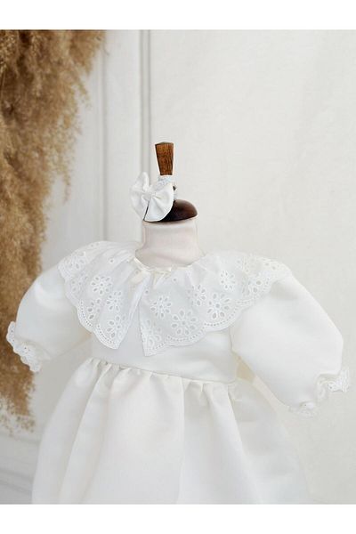 Hobidik Off-White Daisy - Baby Mevlüt Dress Set with Cape Collar