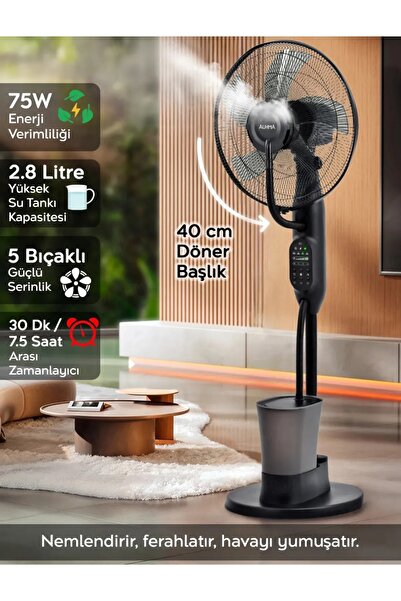 urzsmell öz bahadır tekstil san. tic. ltd. şti. Uzaktan Kumandalı Buzlu Vantilatör Buharlı 3l Nemlendirici Fan Zaman Ayarlı Ultra Sessiz Tekerlekli