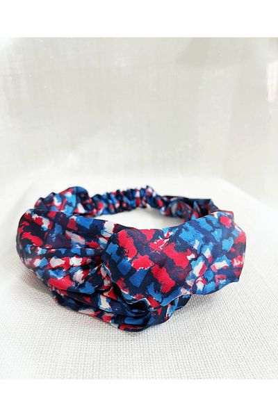 Stella Eşarp Women's Red Blue Colorful Satin Bandana Hair Accessory