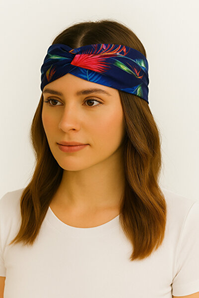 Stella Eşarp Accesoriu pentru păr bandană din satin colorat cu model tropical...