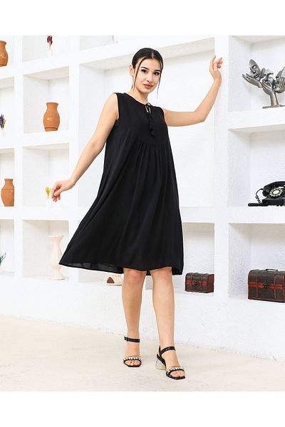 HANIMCA GİYİM Women's Summer Tassel Dress - 100% Viscose Cotton