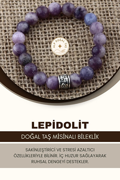 Alp Doğal Taş Lepidolit Doğal Taş Bileklik 8 Mm