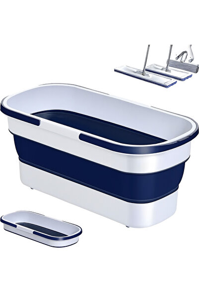 ARVALE Tekerlekli Büyük Katlanabilir Çamaşır Sepeti Paspas Kovası | Katlanır Kova 25 X 57 Cm