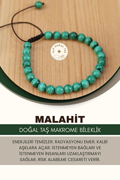 Alp Doğal Taş Malahit Doğal Taş Bileklik - 8mm