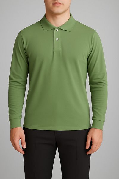 FATELLA Unisex Adult Long Sleeve Solid Color Basic Polo Collar High School Lacoste T-shirt