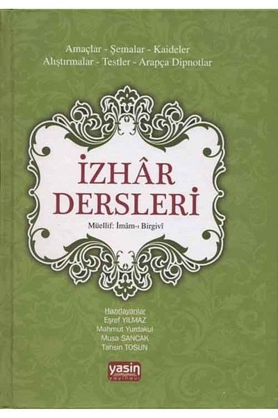 Yasin Yayınevi Izhar Lessons & Purposes Schemes, Pedestals, Exercises, Tests, Arabic Footnotes
