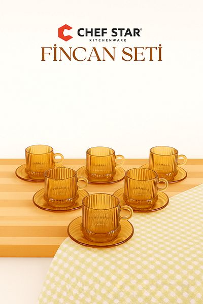 Chefstar 6 Persons 12 Pieces Striped Coffee Cups