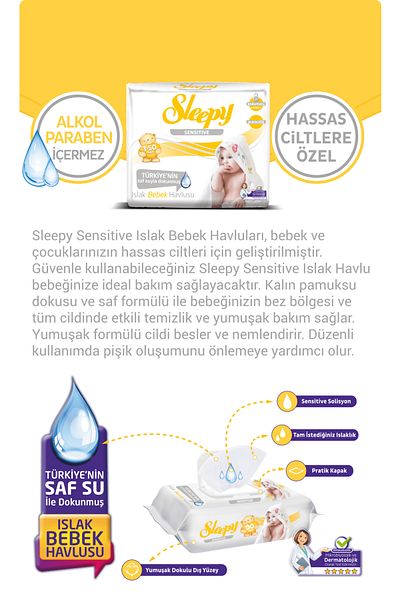 Sleepy Sensitive Wet Towels 6x90 6 Pack 540 Sheets