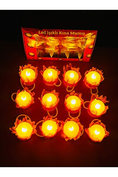 Muensu Kırmızı 12 Adet Ledli Işıklı El Mumu, Düğmeli, Işıklı El Mumu , Kına, Düğün, Sünnet, Tealight Mum Pilli, Nedime, Bride