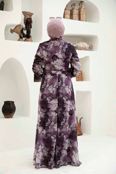 Neva Style Φόρεμα Hijab με λουλουδάτο σχέδιο Dusty Rose 279054 gk