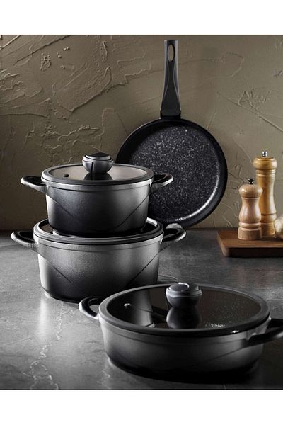 OMS Collection - 3559 Monochrome - 7 Pieces, Biogranite Casting, Silver Color Body, Silver Color Detail