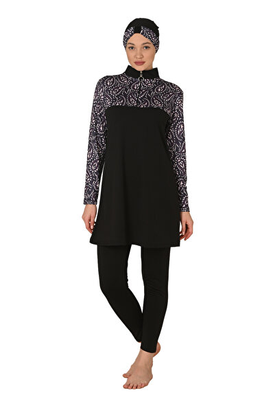 Fantasy Costum de baie Hijab cu jumătate de fermoar acoperit complet din Lycr...