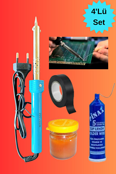 HAFSER 4'lü Lehim Makinesı Seti 60w Havya Kalemi Tel Lehim Pastası Elektrik B...