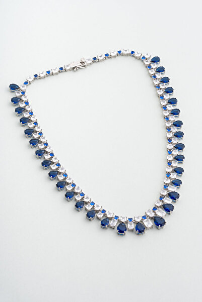 So CHIC... Safir Gecesi 18 Ayar Beyaz Altın Kaplama Gümüş Gerdanlık