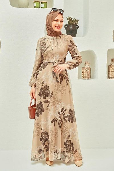 Neva Style - Φόρεμα Hijab με λουλουδάτο σχέδιο 279062 v