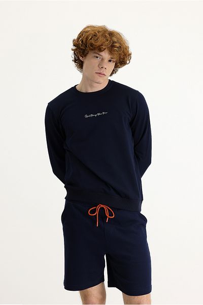 Kiğılı Crew Neck Embroidered Cotton Sweatshirt
