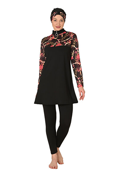 Fantasy Costum de baie Hijab cu jumătate de fermoar acoperit complet din Lycr...